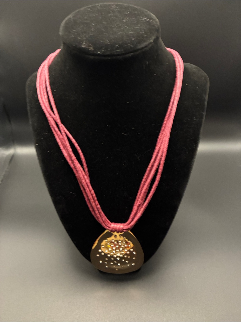 Handmade Pink Multi-Strand Necklace with Decorative Pendant